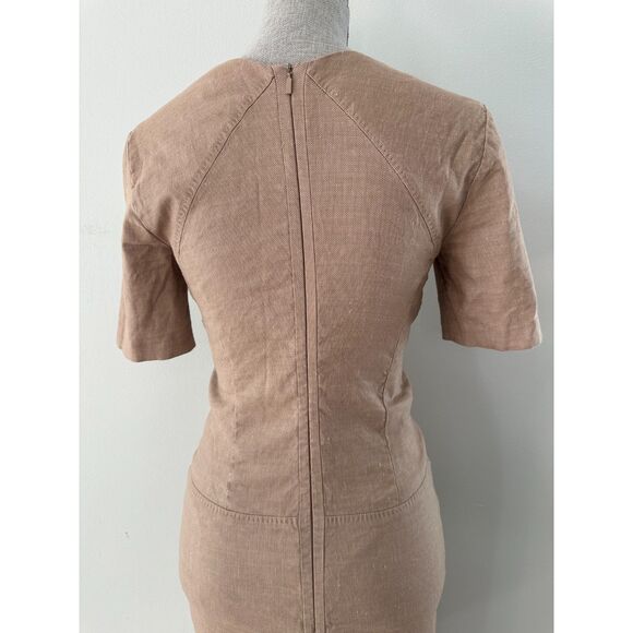BOSS Hugo Boss Dariette Half Sleeve Wool Blend V Neck Linen Sheath Dress size 4 - Picture 6 of 10